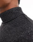 ASOS DESIGN long sleeve t-shirt with roll neck in charcoal marl