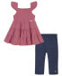 ფოტო #1 პროდუქტის Toddler Girls Smocked Tiered Gauze Tunic and Stretch Capri Leggings, 2 Piece Set