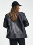 ASOS DESIGN – Oversize-Bikerjacke aus hochwertigem echtem, gewaschenem Leder in Schwarz