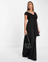 Фото #8 товара ASOS DESIGN fallen shoulder maxi dress in black