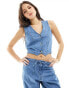 Фото #4 товара ASOS DESIGN co-ord soft denim waistcoat in midwash blue