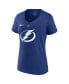 Фото #3 товара Women's Nikita Kucherov Blue Tampa Bay Lightning 2022 Stanley Cup Final Authentic Stack Name and Number V-Neck T-shirt