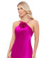 Women's Flower-Trim Sleeveless Satin Gown