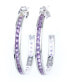 ფოტო #3 პროდუქტის Semi Precious Birthstone Hoop Earrings in Sterling Silver