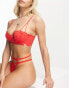 We Are We Wear Fuller Bust lace longline padded balconette bra in red