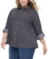 Plus Size Cotton Printed Utility Shirt