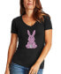 ფოტო #1 პროდუქტის Women's Easter Bunny Word Art V-Neck T-shirt