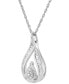 ფოტო #3 პროდუქტის Diamond Teardrop Swirl Pendant Necklace (1/4 ct. t.w.) in Sterling Silver