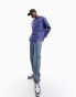 ASOS DESIGN – Oversized Leinenhemd in Blau mit Grandad-Kragen im Stil der 90er-Jahre