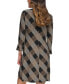 ფოტო #2 პროდუქტის Women's Plaid 3/4-Sleeve Shift Dress