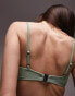 Фото #2 товара Topshop mix and match rib scoop cami bikini top in khaki