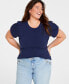 Фото #1 товара Trendy Plus Size Knot-Detail Puff-Sleeve Top, Created for Macy's