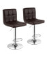 Фото #2 товара Set of 2 Adjustable Bar Stools PU Leather Swivel Kitchen Counter Pub Chair