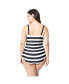 Фото #3 товара Plus Size Barbie Black & White Chevron Stripe One Piece Bathing Suit