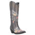 Dingo Poppy Floral Metallic Embroidery Studded Snip Toe Cowboy Womens Grey Casu