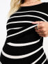 Mamalicious Maternity double layer midi dress in black and white stripe Разноцветный, XS - фото #5