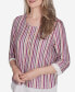 ფოტო #5 პროდუქტის Petite Wine Country Metallic Stripe Necklace Top