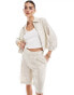 Фото #2 товара Mango slim linen co-ord shorts in beige