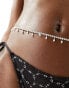 Фото #2 товара ASOS DESIGN belly chain with crystal cupchain and faux pearl design in silver tone