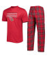 ფოტო #1 პროდუქტის Men's Cardinal, Black Arizona Cardinals Badge Top and Pants Sleep Set