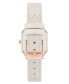 Фото #2 товара Women's Quartz Square White Faux Leather Band Watch, 27mm