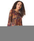 Фото #3 товара Women's Paisley-Print Moss Crepe 3/4-Sleeve Top