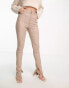 Фото #8 товара ASOS DESIGN Hourglass power stretch skinny kick flare with split hem in beige coated