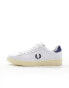 Fred Perry spencer leather trainer in off white and royal blue