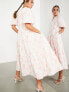 Фото #3 товара ASOS EDITION tiered smock midi dress in pink floral jacquard