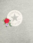 Converse – Kurz geschnittenes Sweatshirt in Grau mit Blumenstickerei