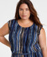 ფოტო #4 პროდუქტის Plus Size Printed Sleeveless Belted Dress