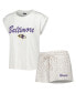ფოტო #1 პროდუქტის Women's White, Cream Baltimore Ravens Montana Knit T-shirt and Shorts Sleep Set
