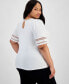 ფოტო #2 პროდუქტის Plus Size Lace-Trim Elbow-Sleeve Tee