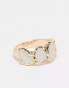 ASOS DESIGN ring with faux pearl detail in gold tone