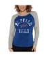 ფოტო #1 პროდუქტის Women's Royal, Heather Gray Buffalo Bills Waffle Knit Raglan Long Sleeve T-shirt