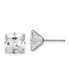 Stainless Steel Polished Square CZ Stud Earrings