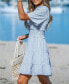 Фото #2 товара Women's Blue & White Striped Ruffle Hem Mini Beach Dress