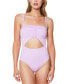 Sanctuary Women's Ribbed Banded Cutout Swimsuit Pink Size XL