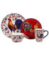 Morning Rooster 16Pc Dinnerware Set, Service for 4
