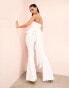 ASOS LUXE pearl embellished flared trousers in white