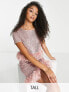 Фото #1 товара Jaded Rose Tall short sleeve t-shirt with faux feather trim in pink sequin co-ord