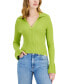Фото #1 товара Women's Ribbed Long-Sleeve Collared V-Neck Knit Sweater