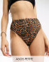 Фото #1 товара ASOS DESIGN Petite mix and match rib high leg high waist bikini bottom in leopard print