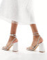 Be Mine Bridal Natasha embellished strap block heel sandals in ivory ELFENBEIN, SATIN, 36 - фото #2