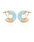 Gold-Tone And Aqua Huggie Hoop Clip-On Earrings