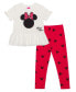 ფოტო #1 პროდუქტის Little Girls Minnie Head Bow Short Sleeve Top and Leggings, 2 Piece Set