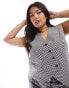 ASOS DESIGN Curve asymmetric waistcoat in houndstooth Hahnentrittmuster in Monochrom, EU 56 - фото #2