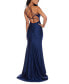 Juniors' Square-Neck Ruched Strappy Sleeveless Gown