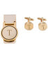 Men's Gold-Tone Monogrammed Cuff Links & Money Clip Set