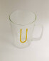 Borosilicate mug with initial u